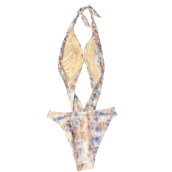 Victorias Secret Small Snake Print Cutout Wide Straps One Piece Swimsuit Swim - Picture 2 of 5